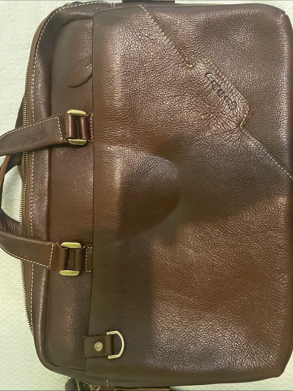 Men's Brown Leather Briefcase Bag - Classic Professional Carry